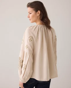 Discount A-line top with embroidery Blusen