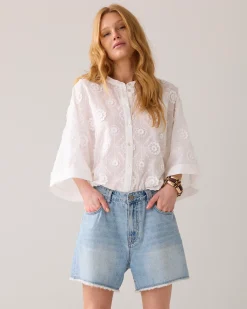 Hot Blouse in 3D floral cotton Blusen