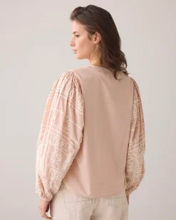 Discount Blouse with embroidered sleeves Blusen