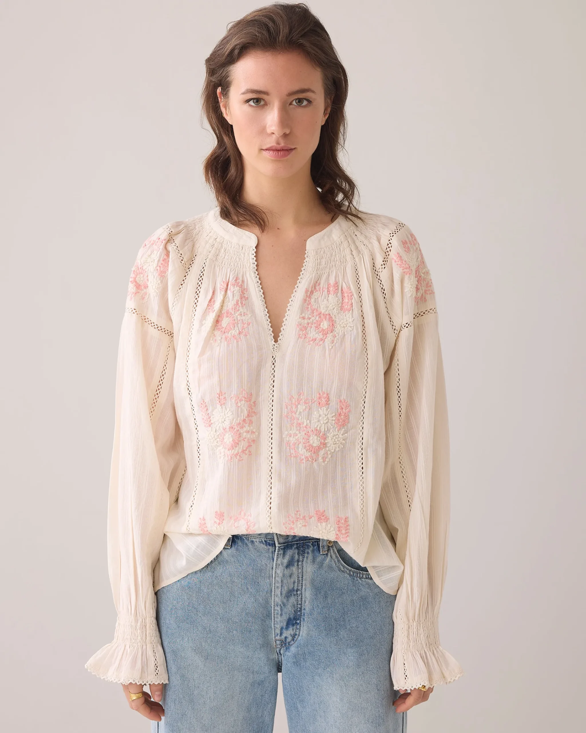 Fashion Bohemian blouse with flowers Oberteile & T-shirts