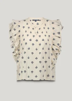 Outlet Cotton top with embroidered flowers Oberteile & T-shirts