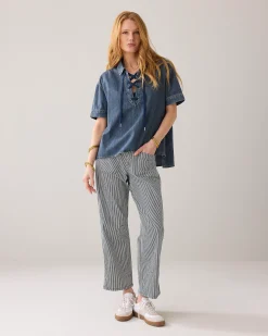 Clearance Denim top with lacing Oberteile & T-shirts