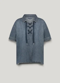 Clearance Denim top with lacing Oberteile & T-shirts