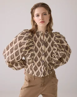 Discount English embroidery blouse with ruffles Blusen