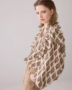 Discount English embroidery blouse with ruffles Blusen