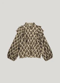 Discount English embroidery blouse with ruffles Blusen