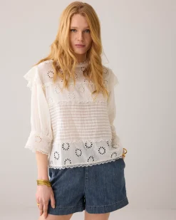 Discount English embroidery top Oberteile & T-shirts