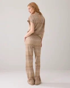 Discount Flared trousers in zigzag jacquard Hosen & Jumpsuits