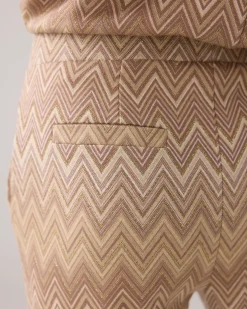 Discount Flared trousers in zigzag jacquard Hosen & Jumpsuits