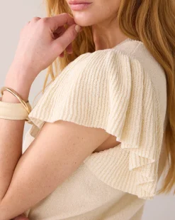 Fashion Flounce sleeve fine-knit top Oberteile & T-shirts