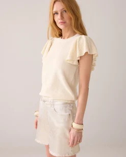 Fashion Flounce sleeve fine-knit top Oberteile & T-shirts