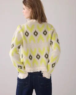 Outlet Knitted jacket with ikat jacquard Pullover & Westen