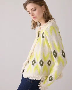 Outlet Knitted jacket with ikat jacquard Pullover & Westen