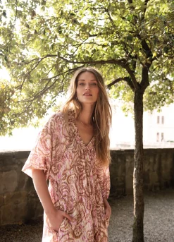 Fashion Long dress with botanical print Kleider