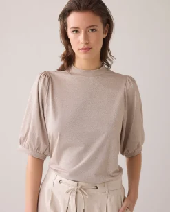 Discount Lurex top with puffed sleeves Oberteile & T-shirts