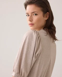 Discount Lurex top with puffed sleeves Oberteile & T-shirts