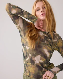 Hot Mesh top with camouflage print Oberteile & T-shirts