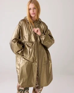 Hot Metallic mackintosh with storage bag Jacken