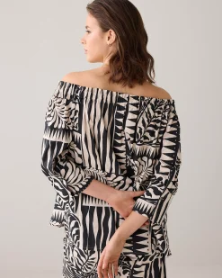 Online Off-shoulder two-tone blouse Oberteile & T-shirts