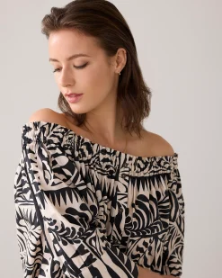 Online Off-shoulder two-tone blouse Oberteile & T-shirts