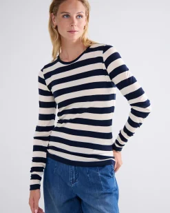 Clearance Round neck Sheer Jersey Stripe Basics