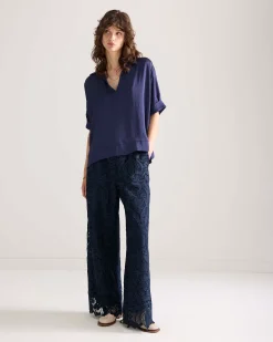 Best Shiny top with V slit Oberteile & T-shirts