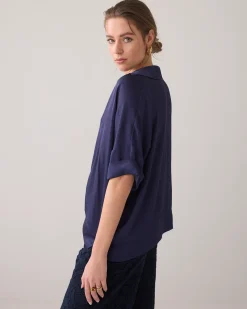 Best Shiny top with V slit Oberteile & T-shirts