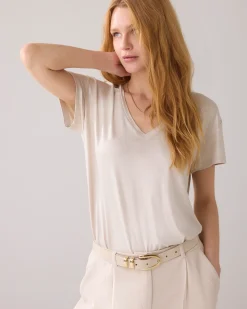 Outlet Shiny V-neck top Oberteile & T-shirts