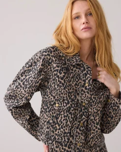 Outlet Short boxy jacket with panther print Blazer & Jacken