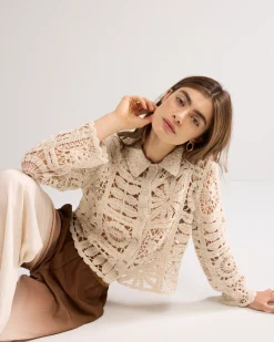 Fashion Short crochet cardigan Blusen