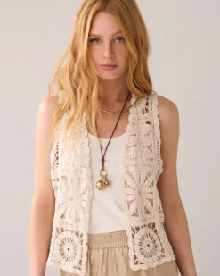 Online Short crocheted gilet Blazer & Jacken