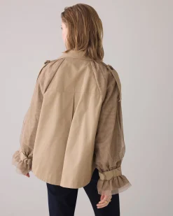 Outlet Short trench coat with mesh sleeves Jacken|Blazer & Jacken