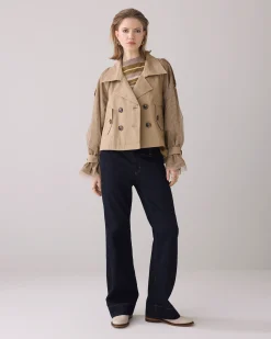 Outlet Short trench coat with mesh sleeves Jacken|Blazer & Jacken