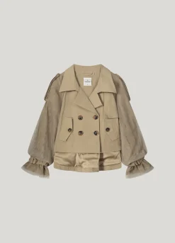Outlet Short trench coat with mesh sleeves Jacken|Blazer & Jacken