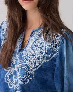 Fashion Stone-wash denim top Oberteile & T-shirts