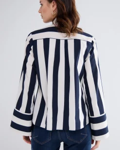 Outlet Striped blouse with bow Basics|Blusen