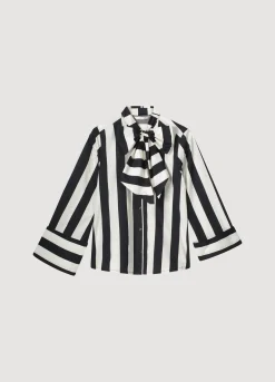 Outlet Striped blouse with bow Basics|Blusen