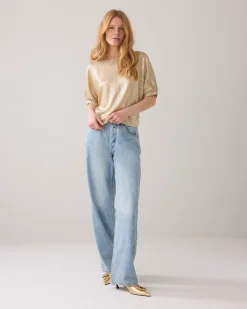 Hot Top in metallic jersey Oberteile & T-shirts