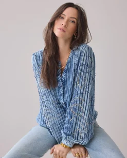 Fashion Top in striped denim Oberteile & T-shirts