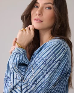 Fashion Top in striped denim Oberteile & T-shirts