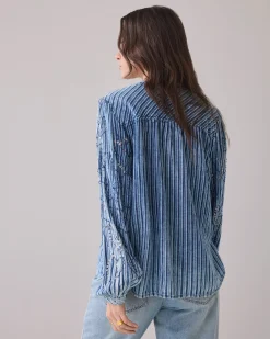 Fashion Top in striped denim Oberteile & T-shirts