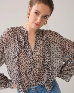 Outlet Top with petit-fleur ruffles Blusen