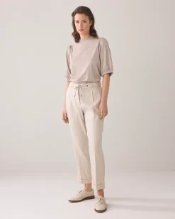 Online Trousers in linen-blend with turn-ups Hosen & Jumpsuits
