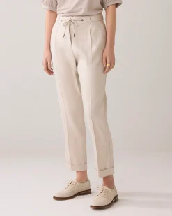 Online Trousers in linen-blend with turn-ups Hosen & Jumpsuits