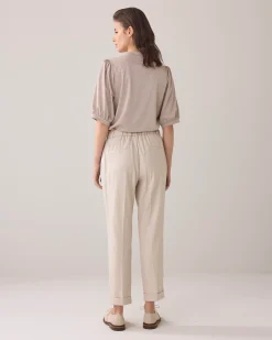 Online Trousers in linen-blend with turn-ups Hosen & Jumpsuits