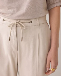 Online Trousers in linen-blend with turn-ups Hosen & Jumpsuits